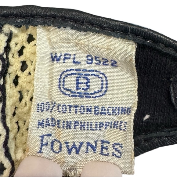 Fownes Vintage Driving Gloves Leather & Crochet Navy - Picture 7 of 8